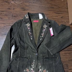 Junior / Ladies Black Embroidered Denim